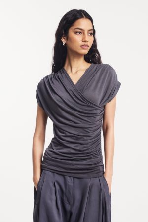 Indie Wrap Top in Magnet