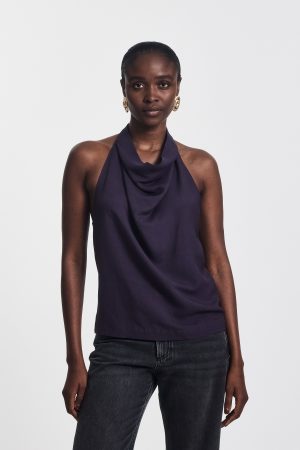 Kayla Halterneck Top in Aubergine